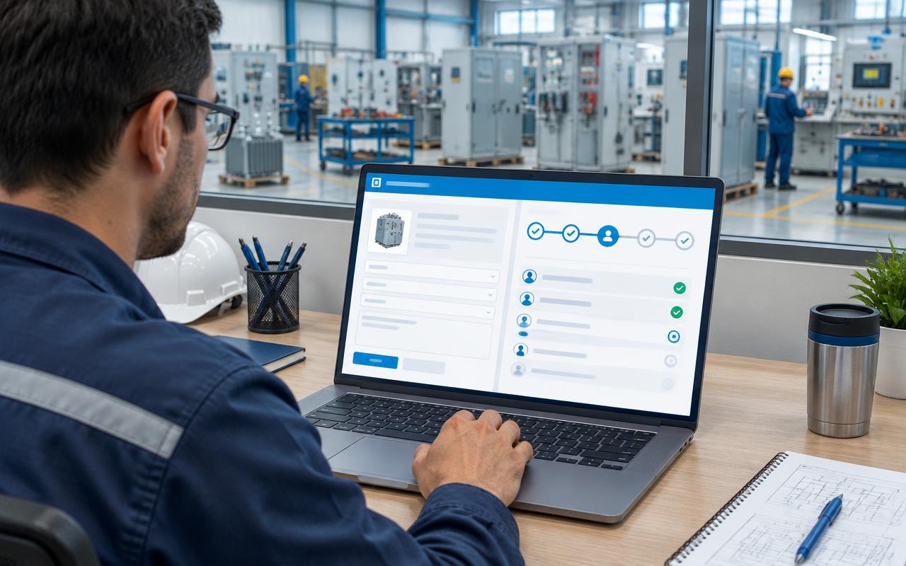 Engineer creating a Windchill change request and completing a workflow task in a customized ThingWorx Navigate app
